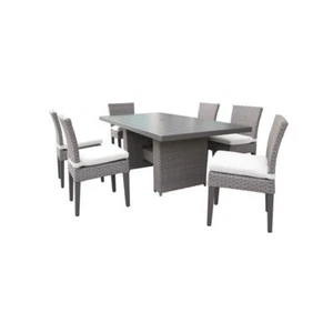 Florence Rectangular Patio Dining Table with 6 Armless Chairs in Sail White - Picture 1 of 2
