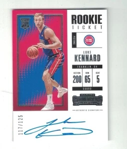 LUKE KENNARD 2017-18 Panini Contenders AUTO #117/125 RC Rookie Ticket ON CARD - Picture 1 of 2