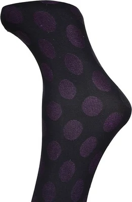 Hue Womens Violetta dot Tights Luster CT Sz 2 (40Den) Black/Purple - Image 1 of 4