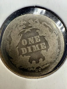 1876-CC Seated Dime – Scarce Carson City Mint Coin! - Picture 1 of 4