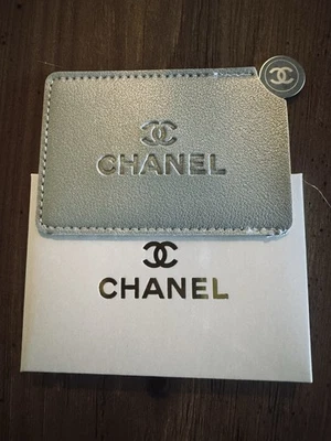 Chanel Light Gray Leather Card Holder / Mirror - NIB - Image 1 of 4
