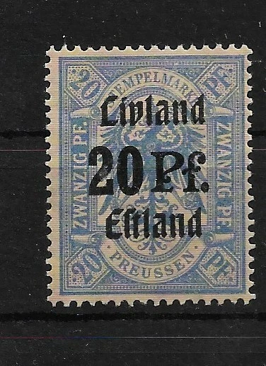 LATVIA GERMANY 1918.  LIVLAND-ESTLAND overp. Nom. 20 pf MH - Image 1 of 1