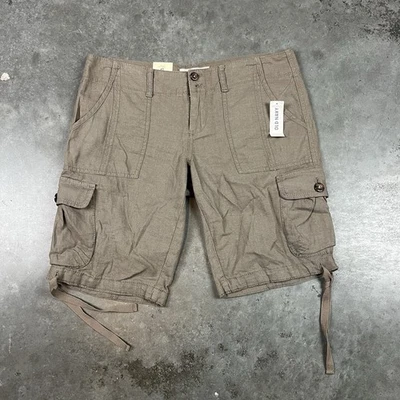 Old Navy Cargo Shorts Womens 6 Brown Linen Blend NWT - Image 1 of 4