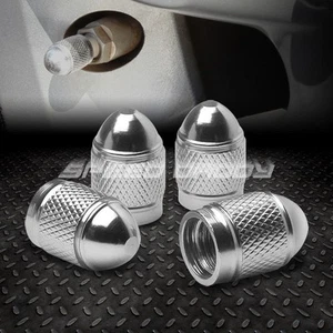 4 X ALUMINUM BULLET STYLE TIRE/RIM VALVE/WHEEL AIR PORT COVER STEM CAP SILVER - Picture 1 of 4