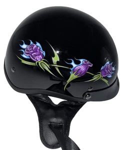 Hot Leathers 1003 Roses V531 Size Medium DOT Approved Motorcycle Half Helmet - Picture 1 of 12