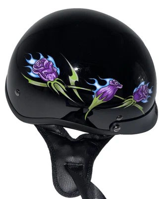 Medio casco de motocicleta Hot Leathers 1003 Roses V531 talla mediana aprobado por el DOT Foto 1 de 4