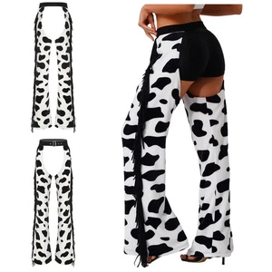 Mujeres Pantalones Fiesta Pantalones Frente Abierto Pantalones Hippie Leggings Elásticos Chaps - Imagen 1 de 25