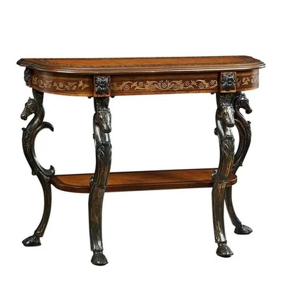 Masterpiece Floral Demilune Console Table with Horse head, Hoofed-foot Cast... - Image 1 of 4