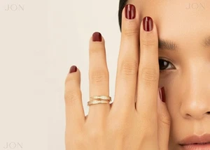 Anillo envolvente de diamantes abierto de 0,280 quilates de oro de 14 k - Hermosa banda de compromiso - Imagen 1 de 7