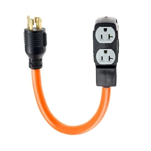 1.5FT NEMA L14-30P to NEMA 4X 5-20R/ 5-15R 110V Generator Distribution Adapter - Picture 1 of 6