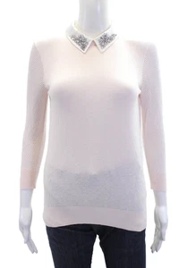 Ted Baker London Womens Cotton Blend Collared Pullover Sweater Top Pink Size 1 - Picture 1 of 5