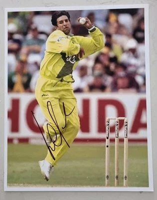 Wasim Akram Signed 8x10 Inch Pakistan Cricket Photo Wisden Greatest IX - Image 1 of 2
