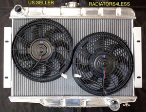 3 ROW ALUMINUM RADIATOR 12" FANS 1972-1986 JEEP CJ5 CJ6 CJ7 CJ SERIES CHEVY ENG - Picture 1 of 2