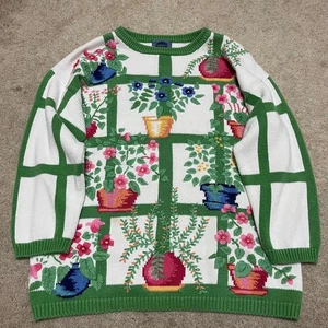 Vintage Cambridge Dry Goods Floral Plant Knit Sweater Large - Picture 1 of 6