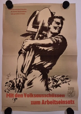 Plakat Adelhelm Dietzel Propaganda  Einheit Plan Dresden 1949 Original DDR A2 - Bild 1 von 4