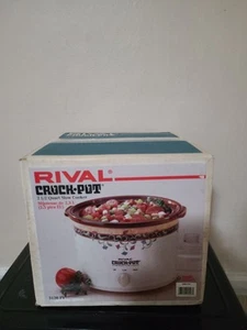 Vintage Rival 2 1/2 Qt. Crock Pot Slow Cooker 3120 Floral Plastic Lid Rare - Picture 1 of 6
