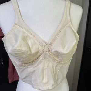 Vintage Karneval BH 38B Long Line Korsett Kugel Kabellos Retro Creme Nylon 710 - Bild 1 von 9