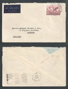 Australia 1937 ¿Alivio??? Cubierta Hermes 31 Vic Cancel 1/6 a Inglaterra - Imagen 1 de 3