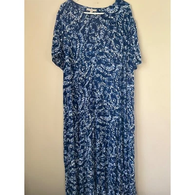 Woman Within Maxi Dress Blue White Floral  Maxi Petite 18/20 90s Casual Boho - Image 1 of 4