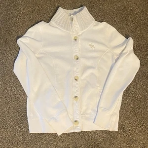 Y2K Vintage Women’s White Cardigan Sweatshirt Abercrombie & Fitch Size L - Picture 1 of 12