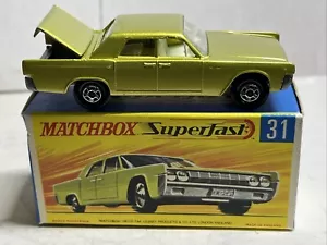 Vintage 1960’s Boxed Matchbox Superfast # 31 Lincoln Continental Car In Nice Box - Picture 1 of 5