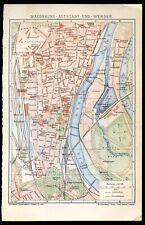MAGDEBURG-ALTSTADT UND WERDER...Plan, Karte...Original Lithographie...1902