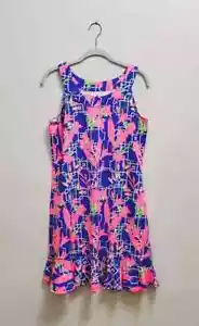 LULU B Size S Sleeveless Dress UPF +50 Bright Floral Flounce Ruffle Hem NWOT - Picture 1 of 3