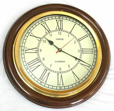 Antique Vintage Brass & Wooden 12 inch Wall Clock smith london A Vintage Decor Cover