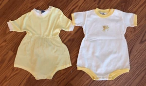 2 Vintage 1950s Baby/Infant Boys Outfit Romper Yellow size 12 mo. - Picture 1 of 13