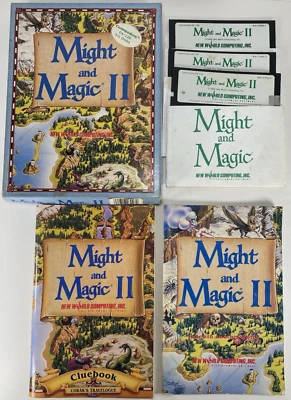 MIGHT and MAGIC II commodore 64/128 W/ Box, 3 Disks, Rule & Clue Book - Untested - Image 1 of 4