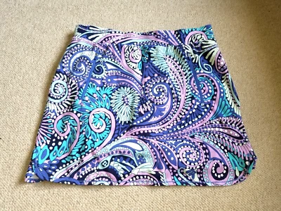 NUEVO CON ETIQUETAS $79 Mujer Skort-T by TALBOTS-púrpura Paisley Algodón Elástico Tejido Pull-on-X Foto 1 de 4