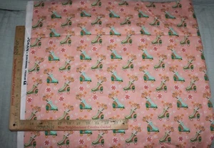 Eliza Devogel Pink Roller Skate Cotton Fabric Craft Quilting 31" X44 W Fast Ship - Picture 1 of 3