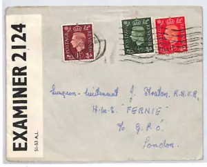 GB WW2 NAVAL Cover *HMS FERNIE* (Escort Destroyer) RNVR London 1941 Censor YL218 - Picture 1 of 9