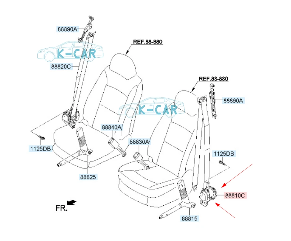 Cinturón de seguridad delantero/izquierdo Ems OEM 888102S0009P para Hyundai Tucson 2011~2015 Foto 1 de 1