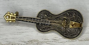 Vtg Western Germany Gold Tone Guitar Instrument Pin Brooch Jewelry - Picture 1 of 4