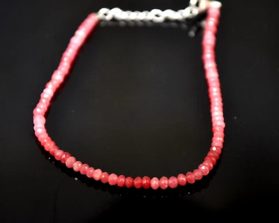 Ruby Rondelle Faceted Beads Bracelet Faceted Rondelle Beads Pink Ruby Gemstone - Image 1 of 3