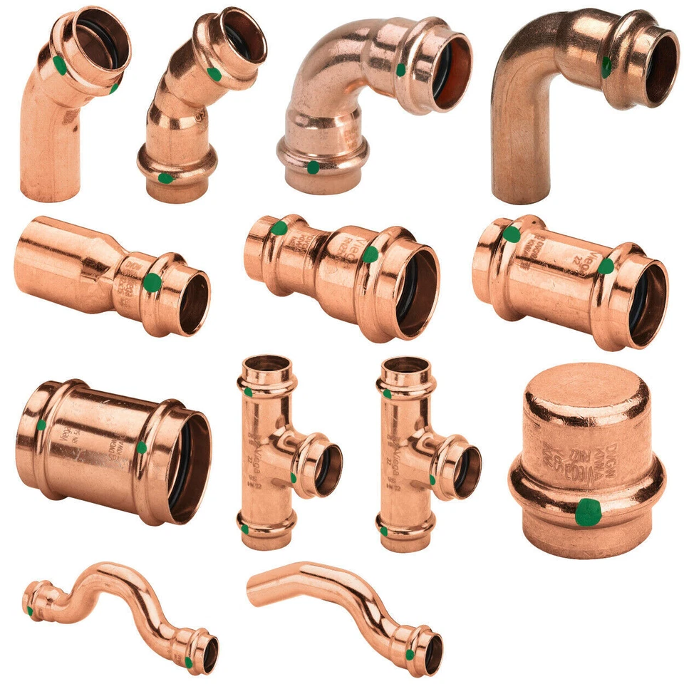 Viega Profipress Fittinge Wasserrohr Bogen Winkel Schiebe Muffe Kupfer Auswahl