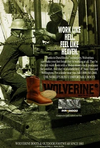 1994 Vintage Print Ad Wolverine Boots & Outdoor Footwear Durashocks Work Boots - Picture 1 of 2