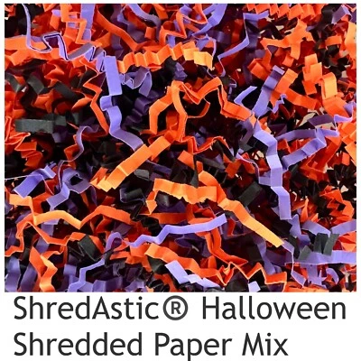 ShredAstic® Shredded Paper Orange Black Lilac ZigZag Crinkle Cut Mix Halloween