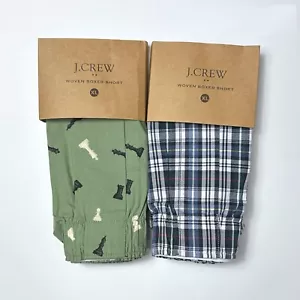 J Crew Boxers Men's XL 2 Pair Chess Pieces / Plaid Boxer Shorts - Picture 1 of 2