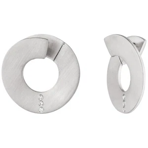 JOBO Creolen 925 Silber matt 6 Diamanten Brillanten Ohrringe - Picture 1 of 1