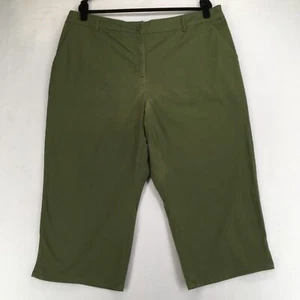 KAREN SCOTT Women's Woven Capri Pants Size 20W Solid Green Inseam 21 Rise 13 - Picture 1 of 11