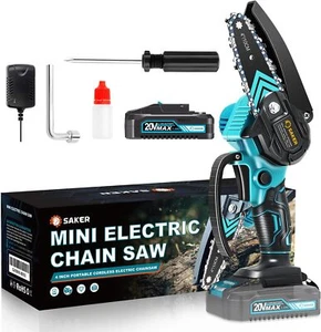 SAKER Mini Electric Chainsaw 4" Lightweight Portable Cordless Electric Chainsaw - Picture 1 of 20