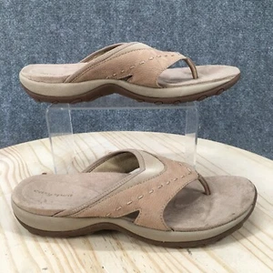 Easy Spirit Sandals Womens 9 M Hipster Thong Beige Leather Toe Post Slip On - Picture 1 of 17