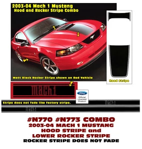 N770 N773 2003 2004 FORD MUSTANG - MACH 1 HOOD and SIDE STRIPE - COMBO - Picture 1 of 1