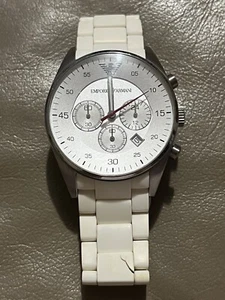 Emporio Armani watch AR5859 stainless steel off white silicone over steel band - Picture 1 of 9