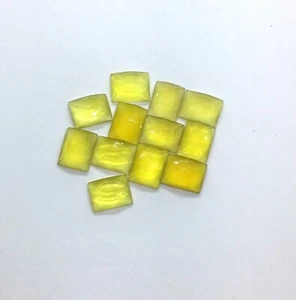Rose Cut Natural Yellow Chalcedony Rectangle Loose Gemstone For Making Jewelry - Picture 1 of 7