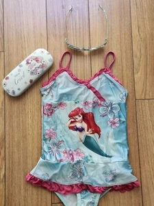 Vintage Little Girls Ariel Disney Swimsuit/Sunglasses Set Size 5 - Picture 1 of 22