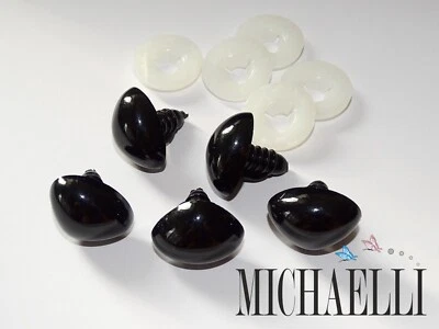 5 stk Sicherheitsnasen für Amigurumi, Kunststoff Nasen - Schwarz - Bild 1 von 3