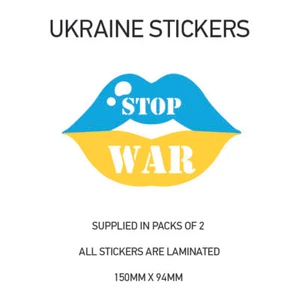 PEGATINAS LABIALES UCRANIANA STOP WAR X2 SOPORTE DE PAZ UCRANIANO PEGATINA DE COCHE CALCOMANÍA GUERRA19 - Imagen 1 de 1